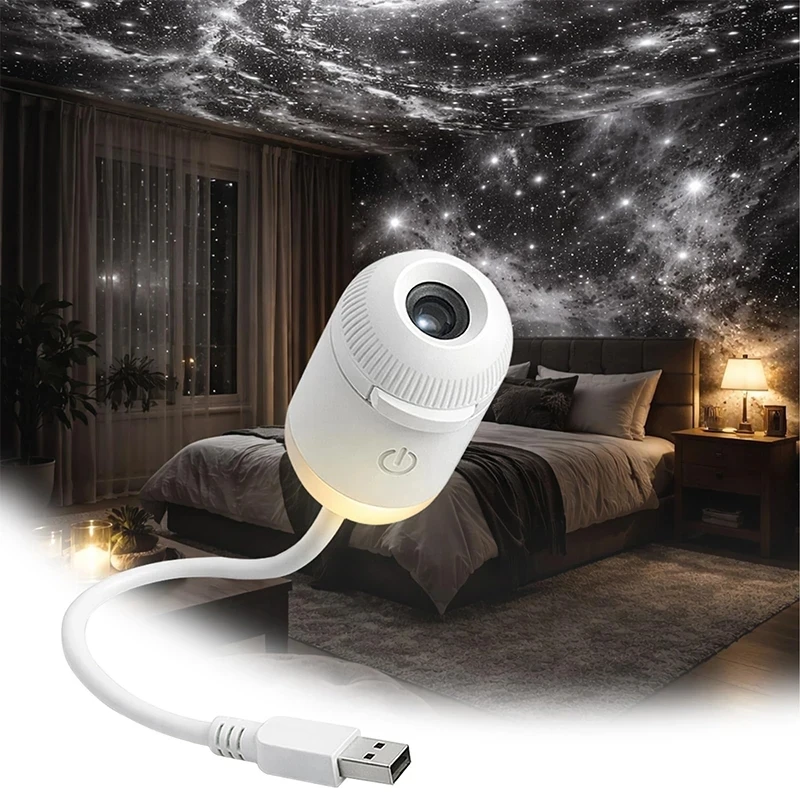 Galaxy Sternenprojektor Nachtlicht 2-in-1 Mini Sternenhimmel Ambiente-Lampe für Kinderzimmer Party Atmosphäre Deko LED Nachtlampe