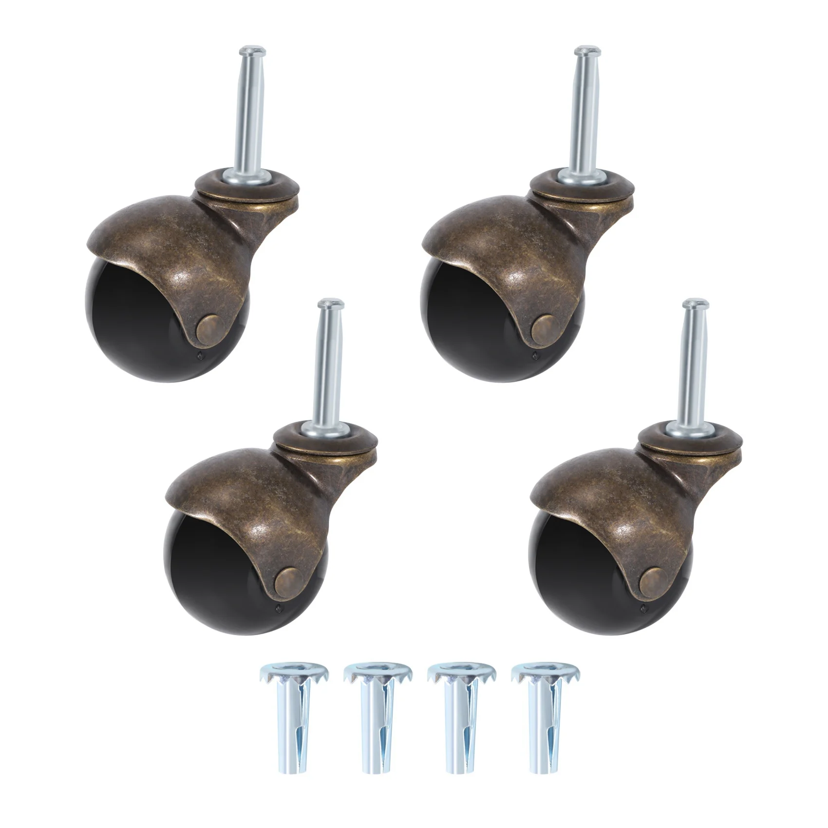 4er-Pack 2-Zoll-Kugelrollenrad mit Steckdosen, antike Vintage-Lenkrolle für Möbel, Sofa, Stuhl, Schrank