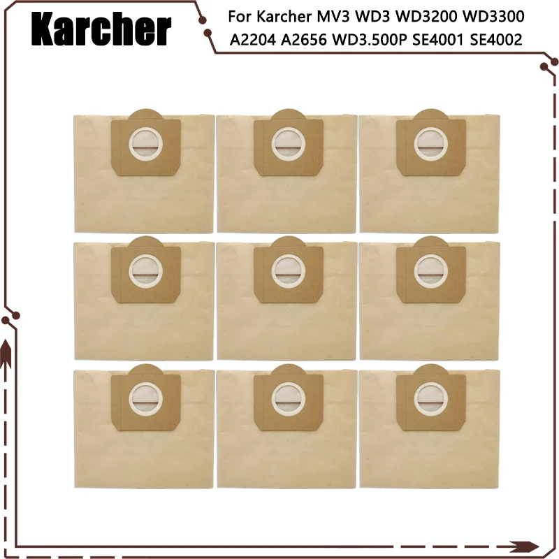 Ersatz Staubbeutel Hepa-Filter Für Karcher MV3 WD3 WD3200 WD3300 A2204 A2656 WD3.500P SE4001 SE4002 Staubsauger Teile Image