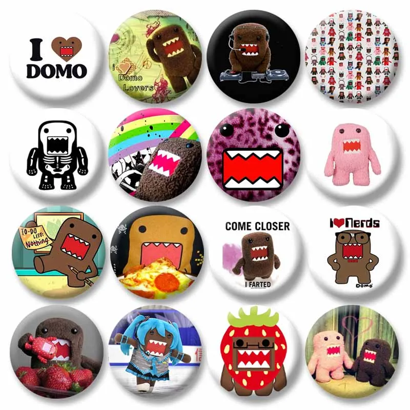 Lustige Brosche mit Katze „I Love DOMO“, niedliche Cartoon-Figur, Emaille-Anstecknadel, kreativer Schmuck, Abzeichen auf Rucksack, Kleidungszubehör, Weihnachtsgeschenk Image