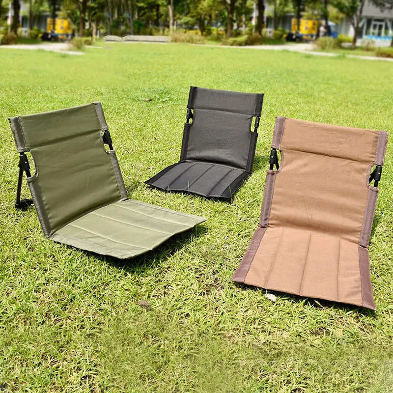Klappbarer Strandstuhl, tragbarer Lazy Chair für Garten, Rasen, Lounge-Sessel mit Rückenlehne und Sitzkissen, faltbare Matte für den Außenbereich