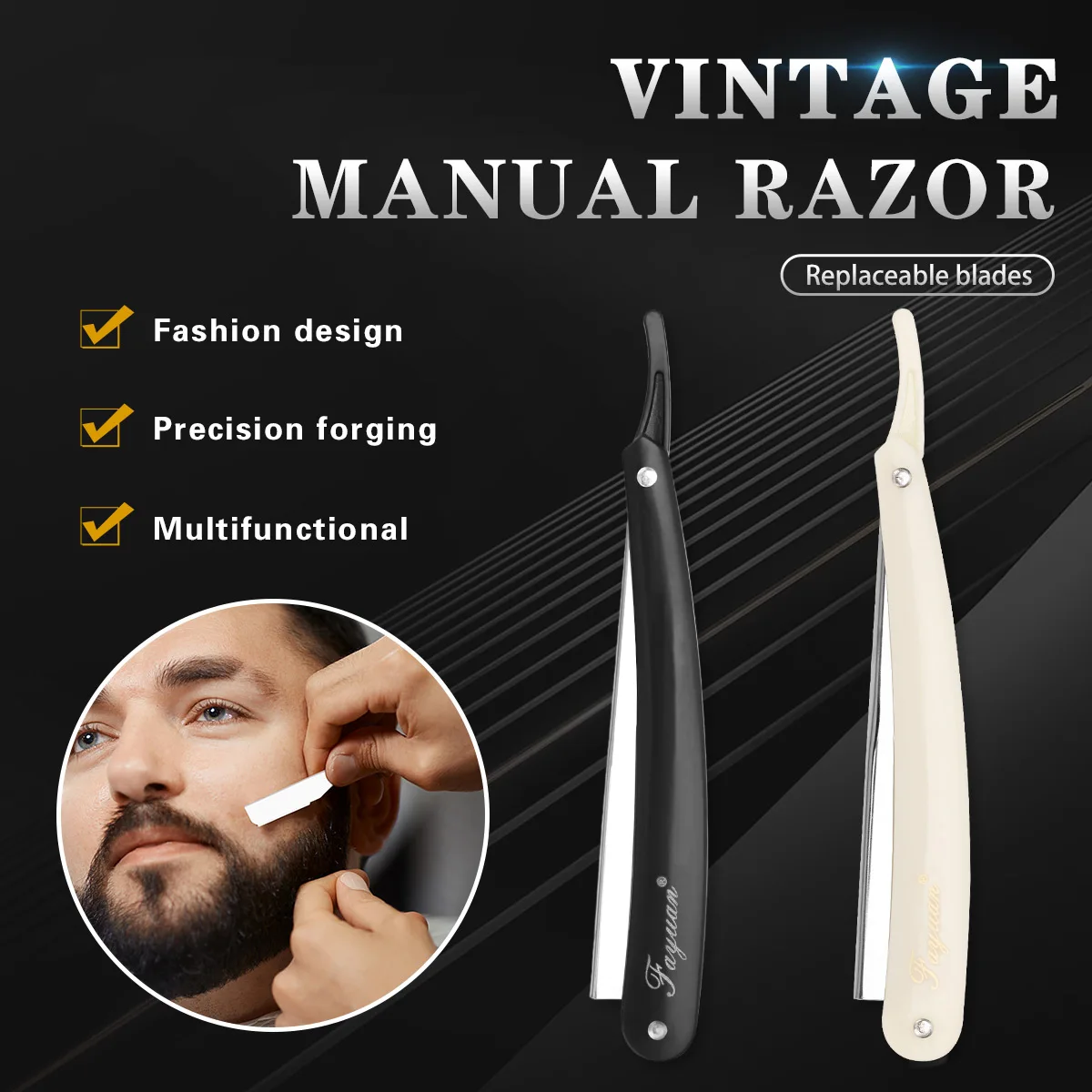 Manueller Rasierer Friseurwerkzeug Kunststoff-Stahl Rasiererhalter Herren-Rasiermesser Professioneller Rasierhobel Barbier-Bartschneider Image