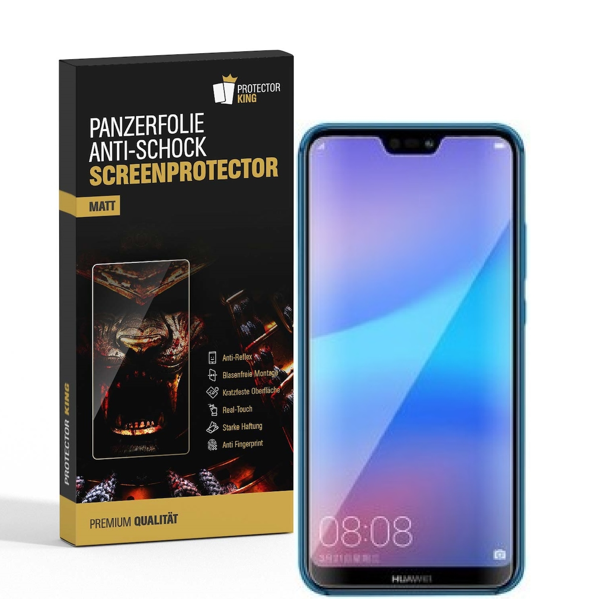 6x Panzerfolie für Huawei P20 Lite ANTI-SCHOCK Displayfolie Schutzfolie MATT Image