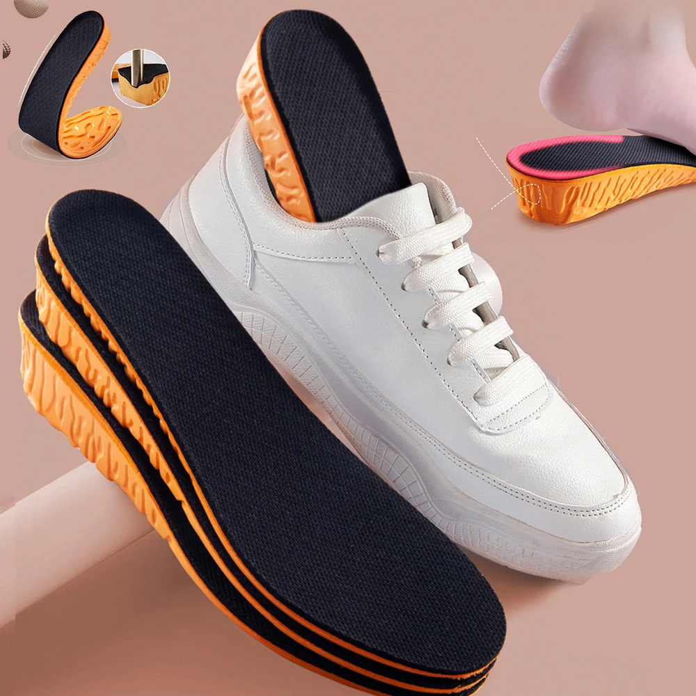 1,5–3,5 cm unsichtbare Höhenerhöhung, Sport-Einlegesohlen, orangefarbenes EVA-Memory-Schaum, Schuhe, Sohlenpolster, atmungsaktiv, bequem, für Männer, Fußpflege Image
