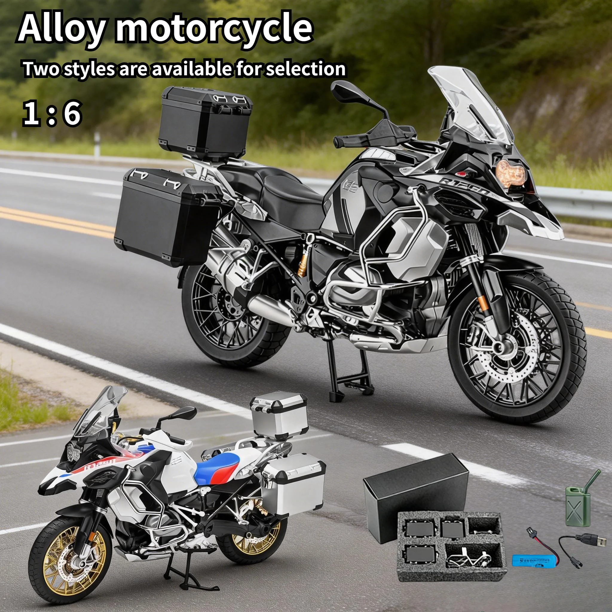 Spray 1:6 Für BMW R1250 GS ADV Legierung Super Motorrad Modell Druckguss Spielzeug Heimdekoration, Sammlerstücke, Hobbys, Geschenke