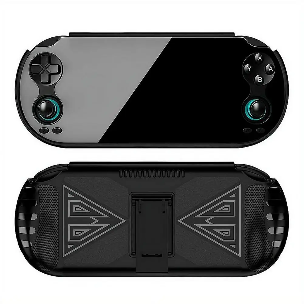 Ergonomische TPU-Schutzhülle für die Handheld-Konsole Bernik RG VITA/PRO, stoßfeste Anti-Drop-Abdeckung mit integriertem Ständer, Retro Image