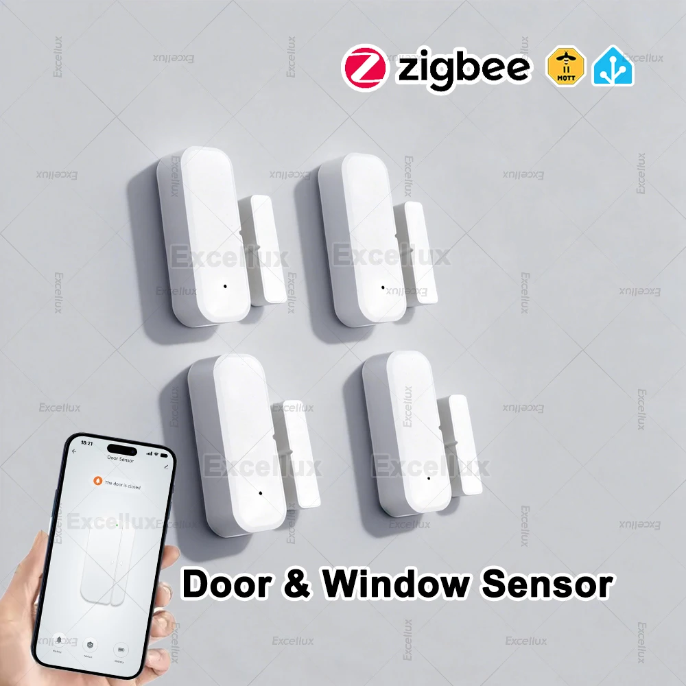 4 Stück Zigbee Tür- und Fenstersensor Alarmmelder Einbruchschutz Magnetkontakt Öffnen Schließen APP Fernüberwachung Smart Home Sicherheit Z2M