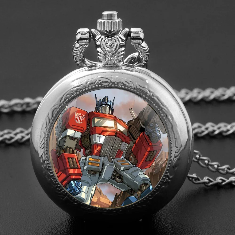 Klassische Anime-Taschenuhr mit Glaskuppel und Quarzwerk, Vintage-Stil, mit Kettengliedern, Zeitmesser-Anhänger, ideal als Geschenk für Männer, Frauen und Kinder Image