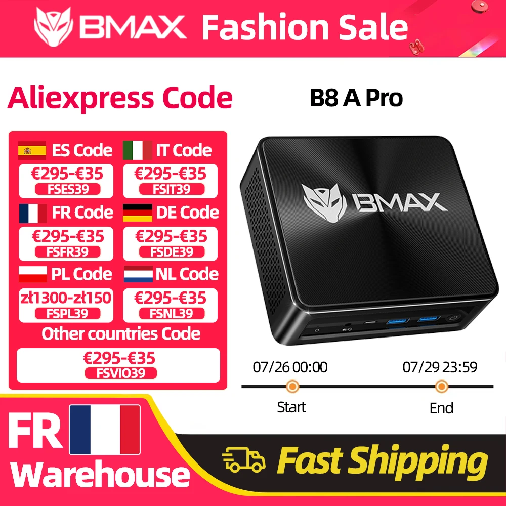 BMAX B8 A Pro Mini-PC AMD Ryzen 7 8745Hs Prozessor AMD Radeon 780M Grafik 16GB RAM 512GB SSD Windows 11 WLAN Bluetooth USB HDMI Type-C DP Mini-PC