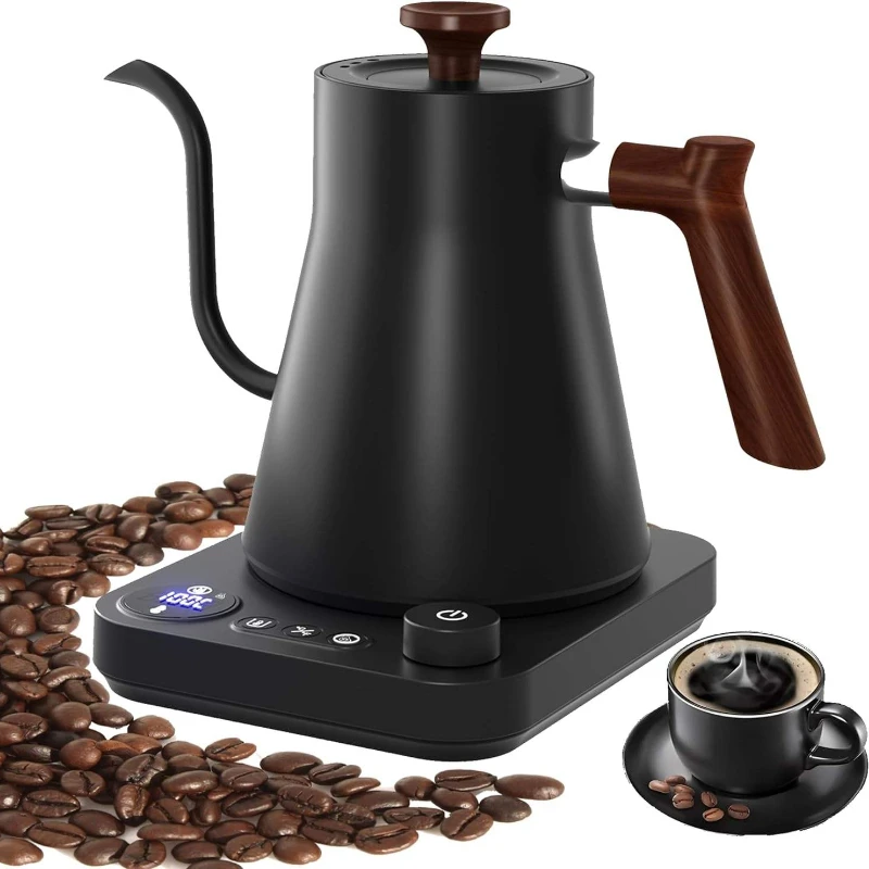900ML Kaffeekanne aus Edelstahl, Schneller Wasserkocher, Elektrischer Schwanenhals-Wasserkocher 1200W mit Temperaturregelung, Geeignet für den Hausgebrauch Image
