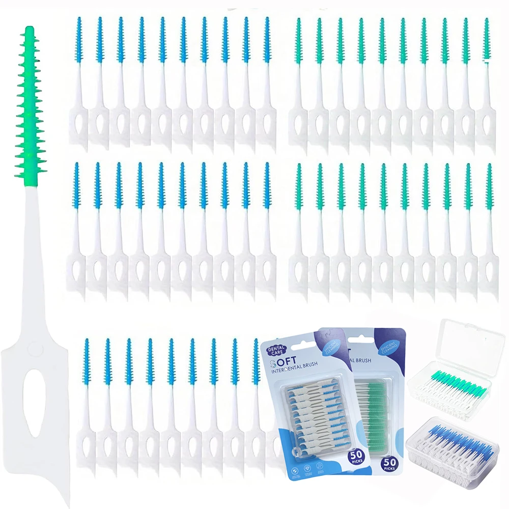 40 ~ 150PCS Silikon Interdentalbürste Einweg Zahnseide Picks Reinigung Zwischen Zähne Weiche Hilo Zahnspange Pinsel Zahnstocher Image