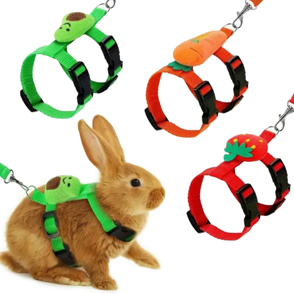 Kaninchen- und Katzengeschirr-Set mit verstellbarer Leine für kleine Tiere wie Frettchen, Schweinchen, Igel – ideal für Spaziergänge im Freien Image