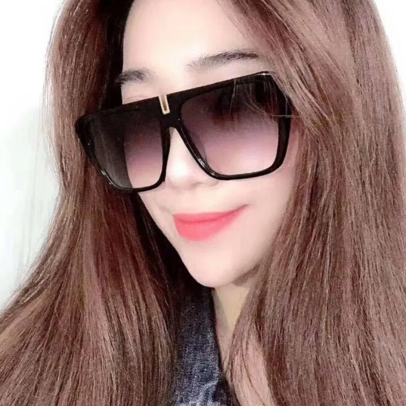 Quadratische Vintage-Sonnenbrille für Damen, übergroße, flache, farbverlaufende Sonnenbrille für Damen, Retro-Sonnenbrille für Damen, große Brillenfassung Image