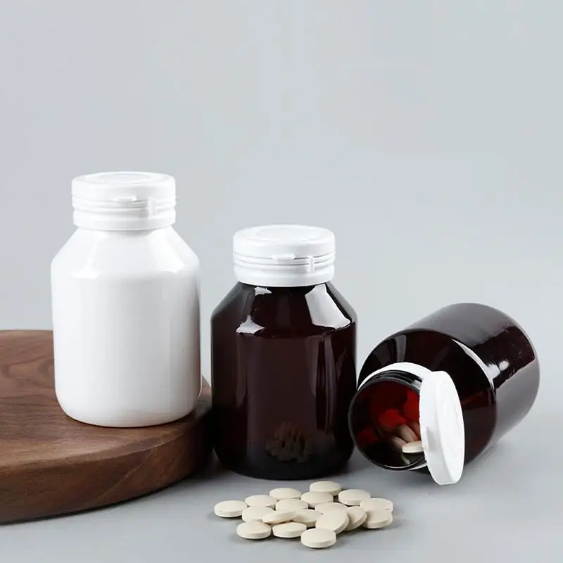 1 Stück Vitamin-Tabletten-Nachfüllflasche mit Abreißverschluss, Pillenbehälter, 130/150 ml, leere Plastikflasche für Nahrungsergänzungsmittel Image