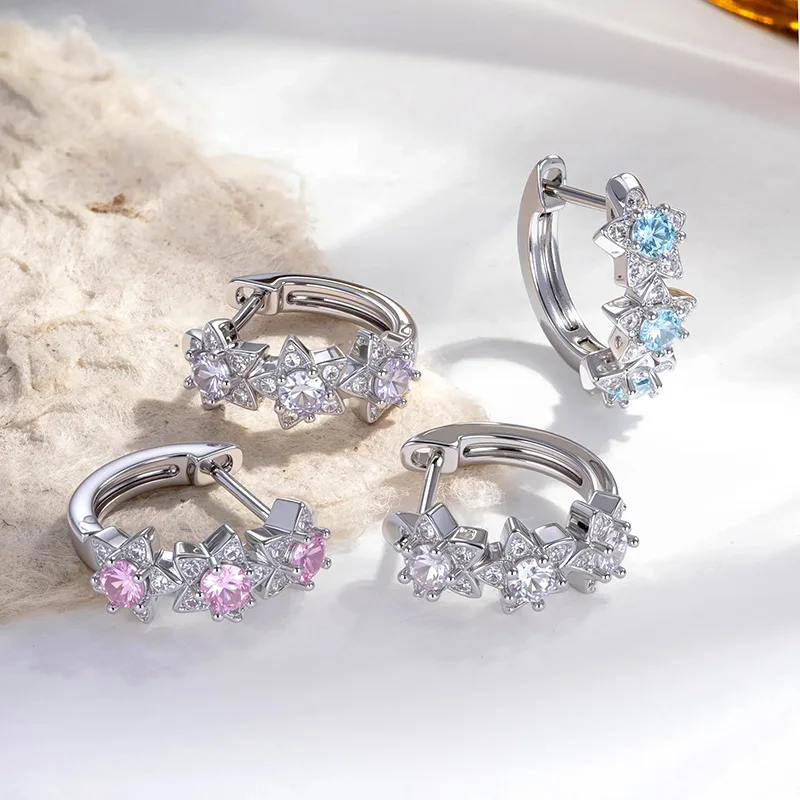 20G Florale Kubische Zirkonia Ohrhänger, Chirurgischer Edelstahl CZ Ohrstecker Stapelbare Piercing-Schmuckstücke für Frauen und Mädchen Image