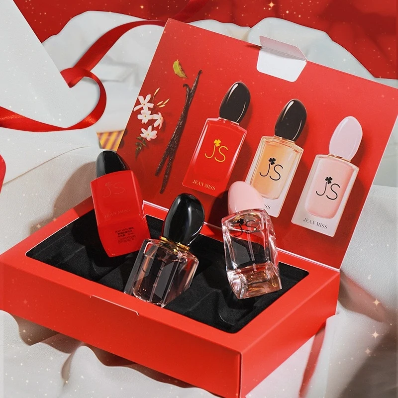 Luxus-Parfüm-Geschenkset für Damen - 3 x 30 ml langanhaltendes Eau de Parfum, elegante rote Stern-Geschenkbox, ideal für Dates, Partys und Feiertage