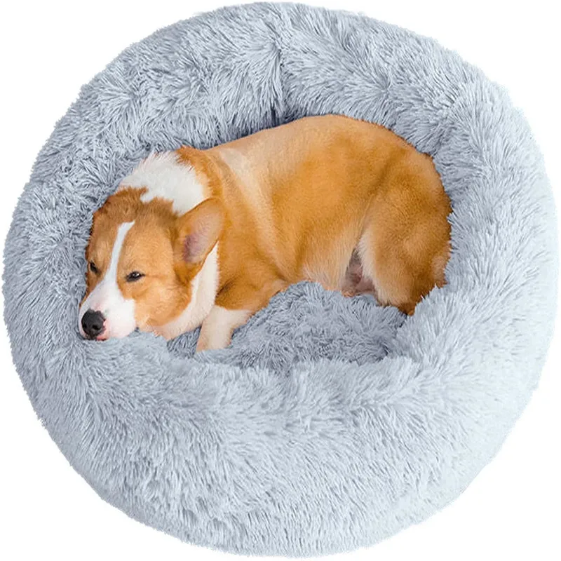 40-110cm Rundes Haustierbett für Große Hunde Super Weiches Katzenbett Langes Plüsch-Hundehaus für Mittelgroße Hunde Winterwarmes Schlafbett Image