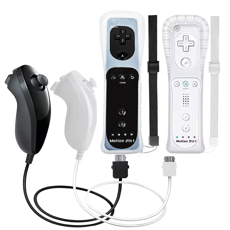 2-in-1-Funkfernbedienung, kompatibel mit Wii U Joystick, Gamepad-Controller-Set, Motion Plus Videospiel für Wii-Gaming-Zubehör