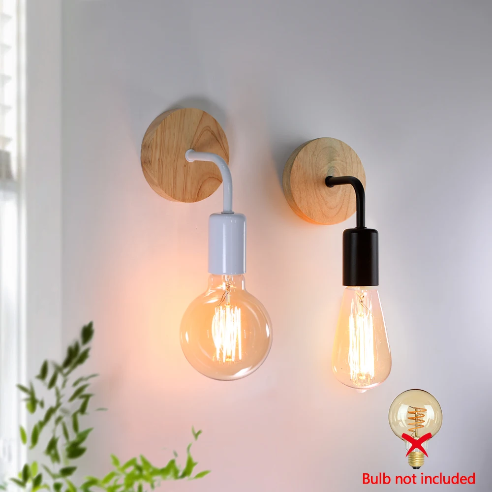 Holz Wandleuchte Vintage Wandleuchte Wandleuchten Leuchte E27 Nachttisch Retro Vintage Lampe Industriedekor Esszimmer Schlafzimmer Licht