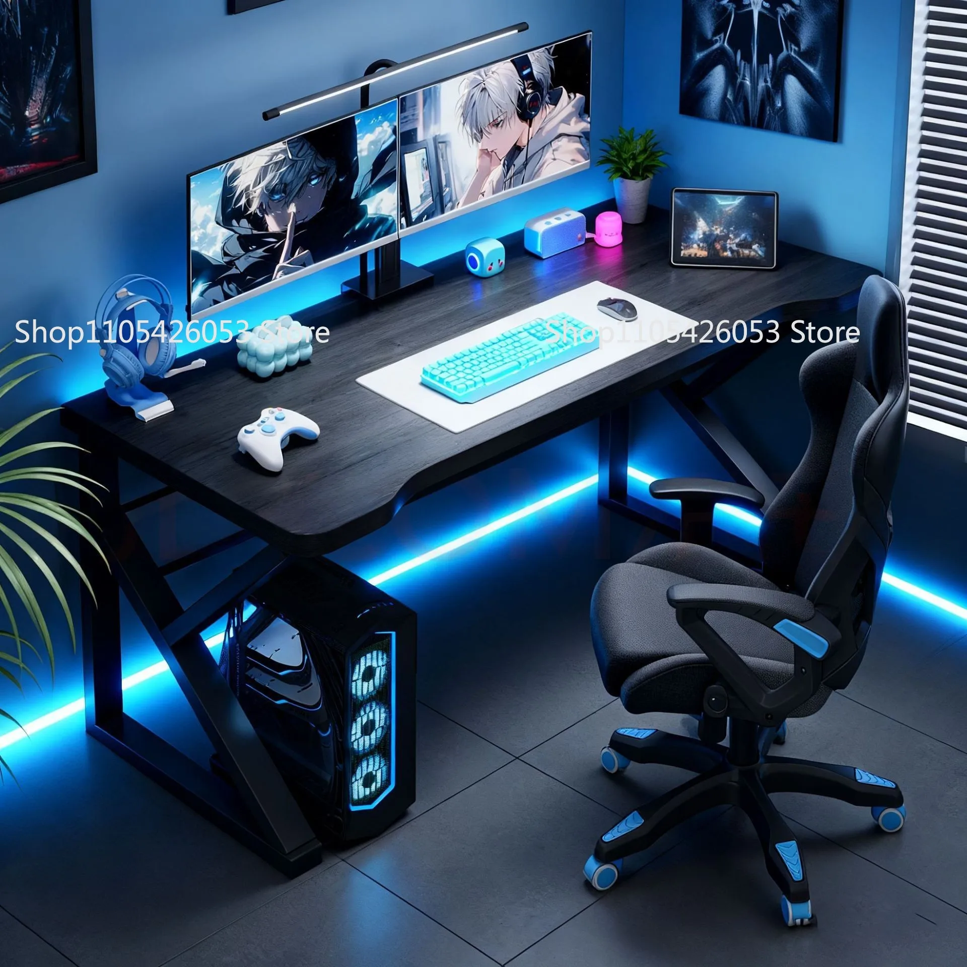 Computertisch, Schreibtisch für Zuhause, E-Sport-Tisch und Stuhl-Set, Schlafzimmer, einfacher Tisch, Schreibtisch für Mietwohnungen, Gaming-Tisch Image