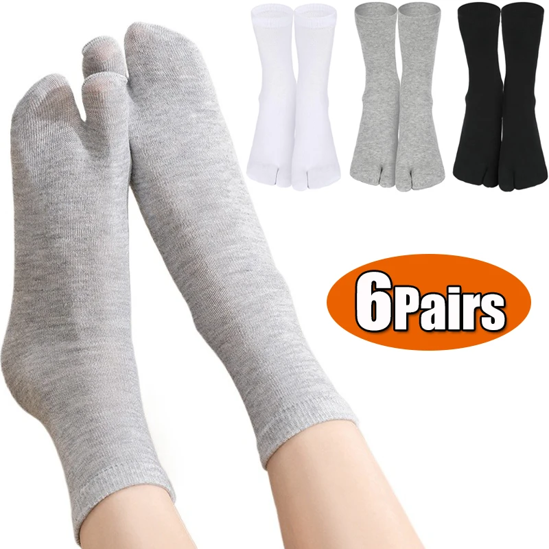 3/6 Paar Tabi-Zehensocken für Männer und Frauen, modisch, japanischer Stil, Baumwolle, solide Zwei-Finger-Socken, Kimono, Flip-Flop, Sandale, geteilte Socken Image
