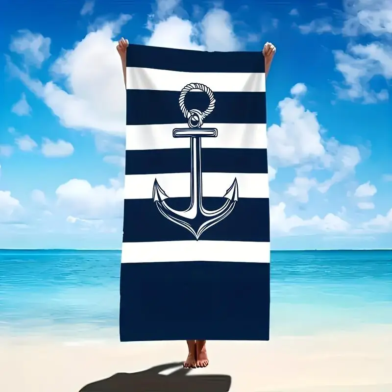 1 Stück Nautisches Anker-Strandtuch, Multifunktionstuch für Strand, Pool, Surf, Yoga, Ideal für Erwachsene, Kinder, Zuhause, Bad & Sommer-Outdoor-Aktivitäten Image