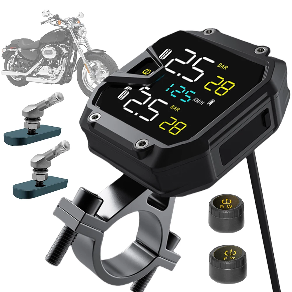 Motorrad TPMS Reifendruckkontrollsystem mit 2 Sensoren Drahtloses Reifendruckkontrollsystem Motorradzubehör Image