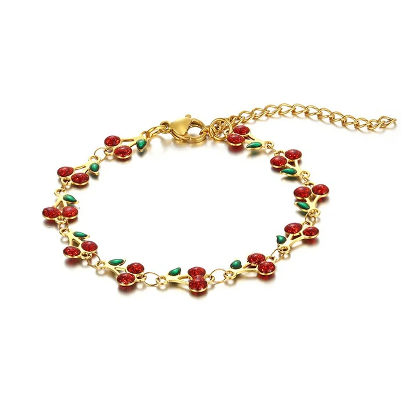 Charm-Kirsch-Armband für Damen, Retro-Bohemian-Armband aus Edelstahl für Herren, Party, Urlaub, Modeschmuck, Geschenk Image