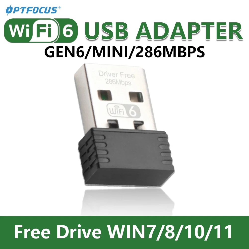 OPTFOCUS Wifi6 2,4G 286 mbps USB Wifi Adapter Für PC Adaptador wifi 6e Dongle USB Mini Wireless Wi-fi empfänger Para PC Image