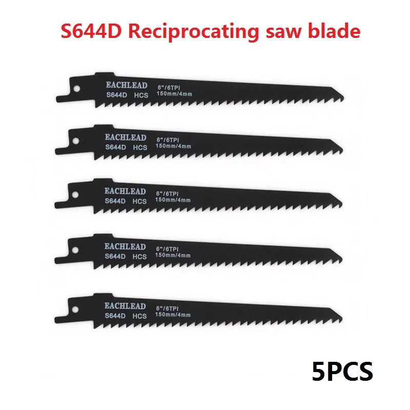 5 Teile/satz S644D Säbelsägeblatt Power Werkzeuge Zubehör Holz Schneiden HCS Material Boden Zähne 6TPI DIY Sägeblatt Image