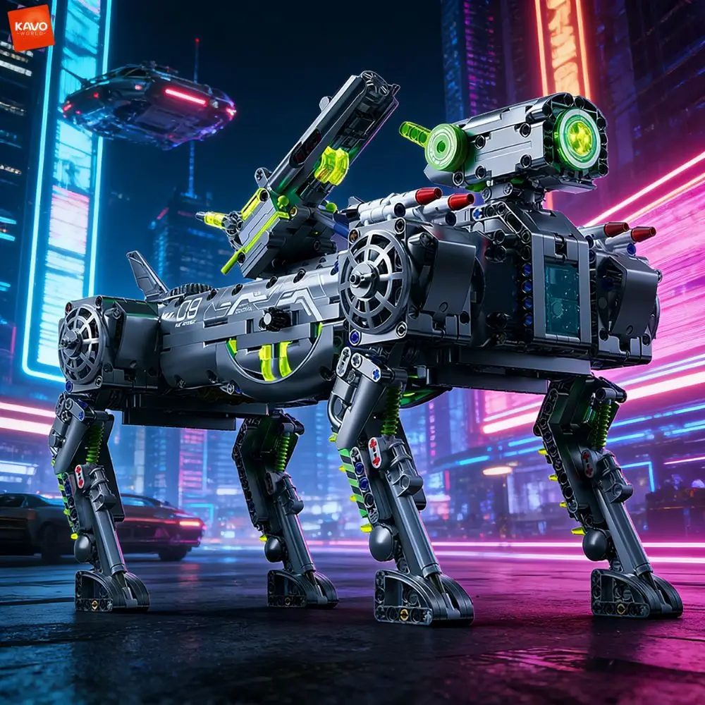 KAVOWORLD 1609-teiliges Futuristisches Roboterhund-Bausteine-Set Mecha-Tier Actionfigur Modellbausatz DIY Konstruktionsspielzeug für Kinder Image