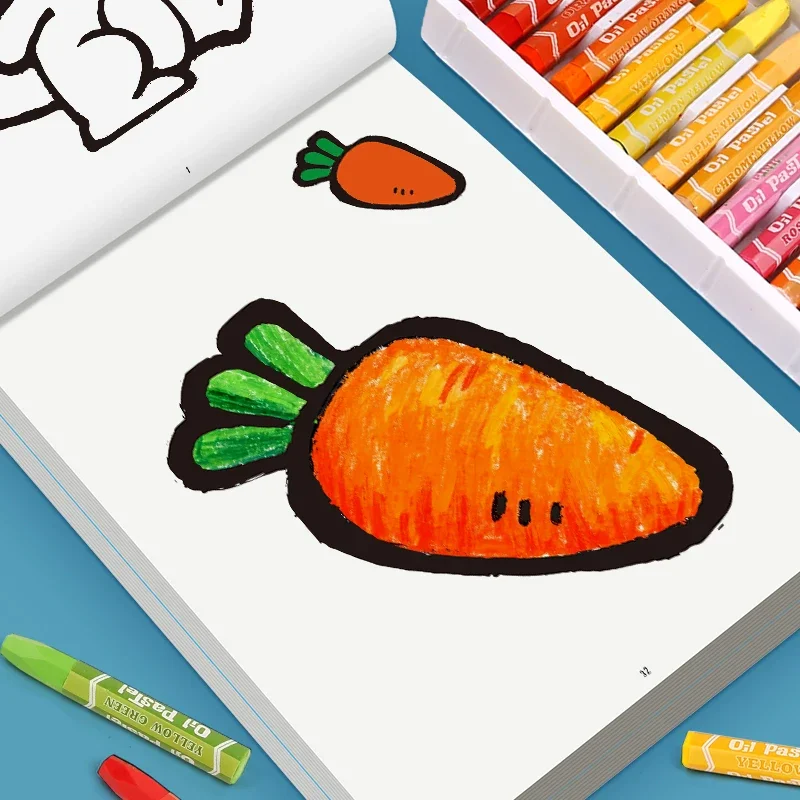 32-seitiges Malbuch für Kinder mit verschiedenen Inhalten. Zeichenarbeitsbuch mit lebendigen Tier- und Naturdesigns Image