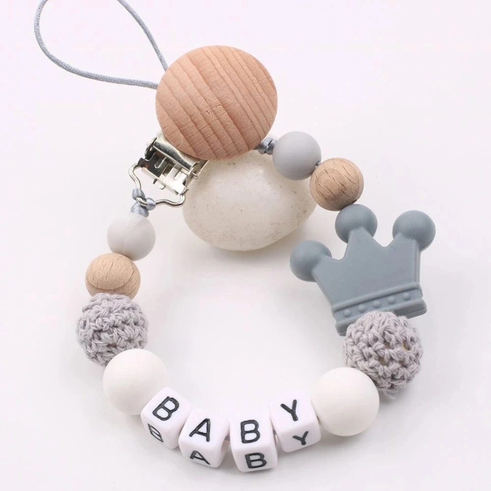 Baby Schnuller Clips Schnuller Nippel Halter Clip Kette Silikon Krone Neugeborenen Zahnen Spielzeug Zubehör Image