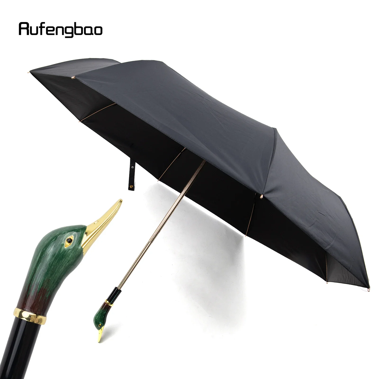 Grüner Enten griff Damen Herren Regenschirm, automatischer Regenschirm, zusammen klappbarer UV-Schutz sonnige und regnerische Tage wind dichter Regenschirm