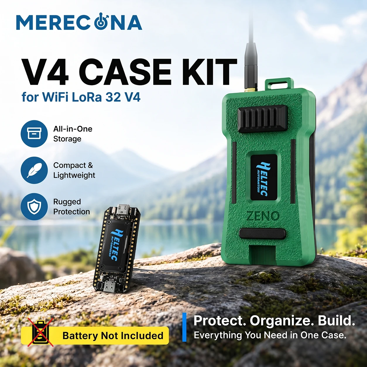 Kit Scheda di Sviluppo Heltec V4 Meshcore Meshtastic WIFI Lora 32 ESP32-S3 SX1262 con Case, Antenna 868MHz e Modulo GPS Installabile