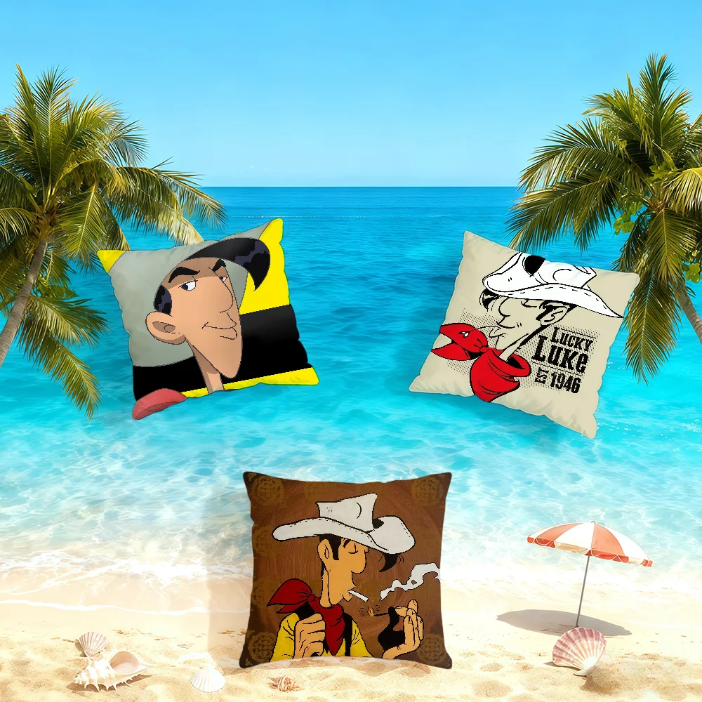Manga L-Lucky Luke Comics Kissenbezug, Heimtextilien, Bettwäsche, Sofa, Wohnzimmer, Kissenbezug, einfacher weicher Hautkissenbezug, Party-Geschenk