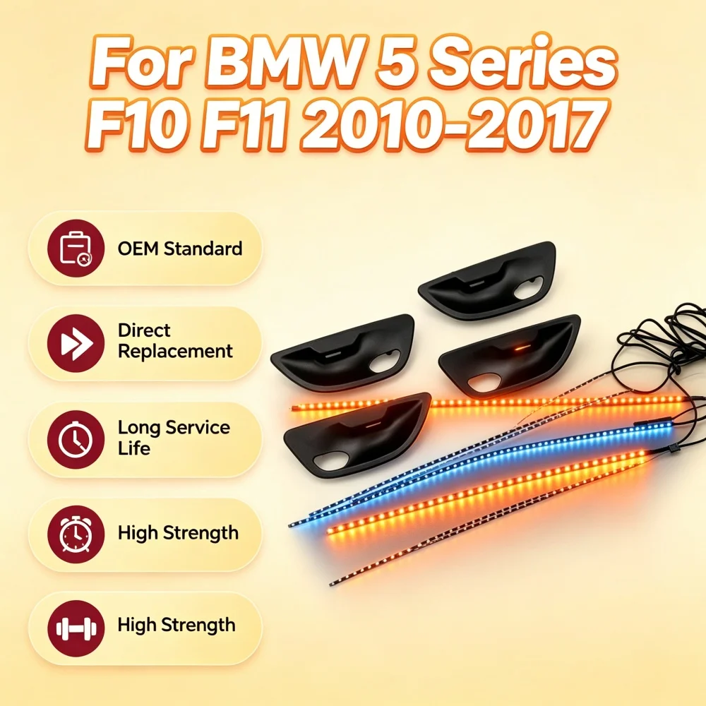 Innenraum-Ambientebeleuchtung Zweifarbiges Beleuchtungsset mit Türgriffabdeckung für BMW 5er F10 F11 2010-2017 Image