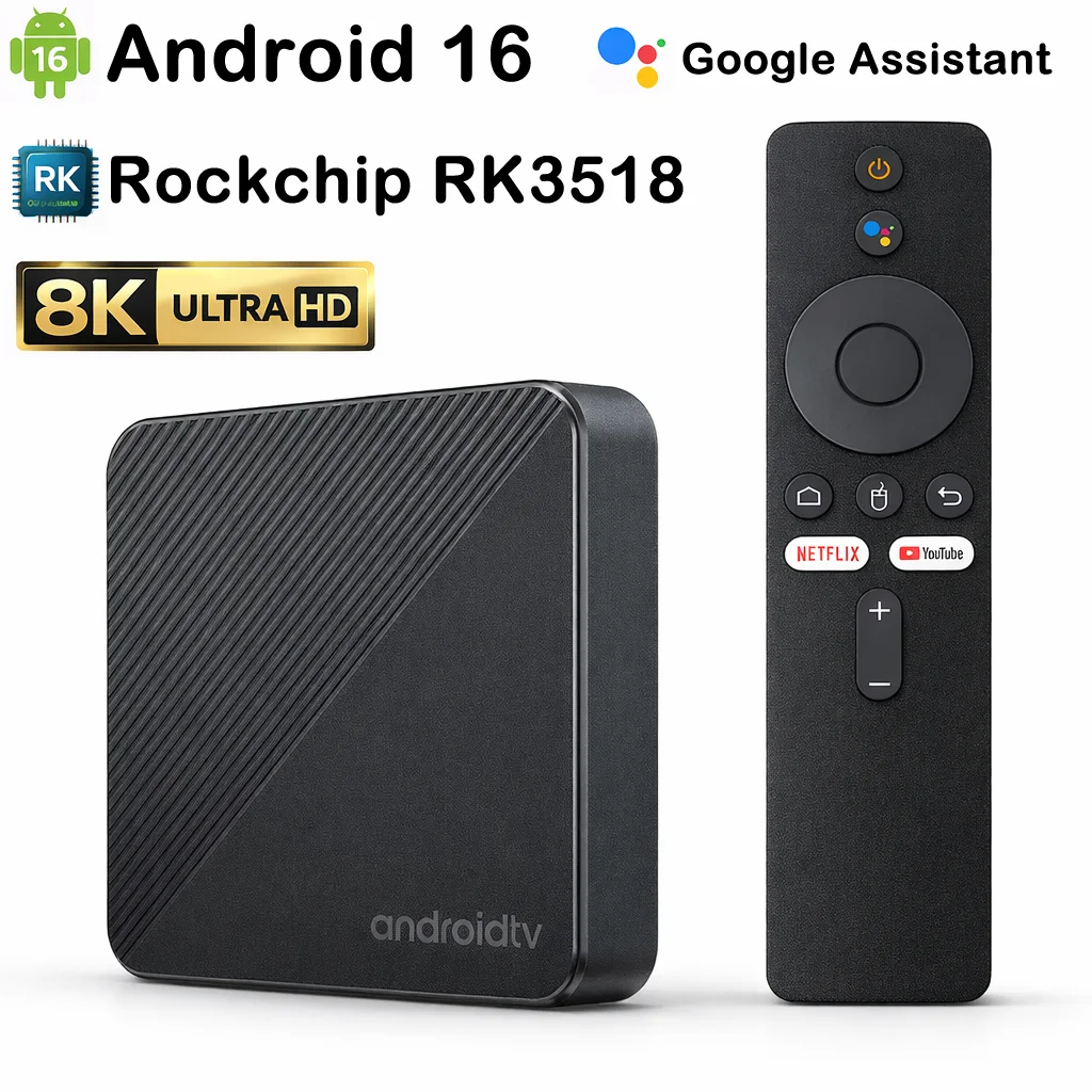 Android 16.0 Smart TV Box Rockchip RK3518 8K WiFi6 4GB 32GB 64GB Sprachsteuerung Google Assistant YouTube Netflix Set-Top-Box Media Player Image