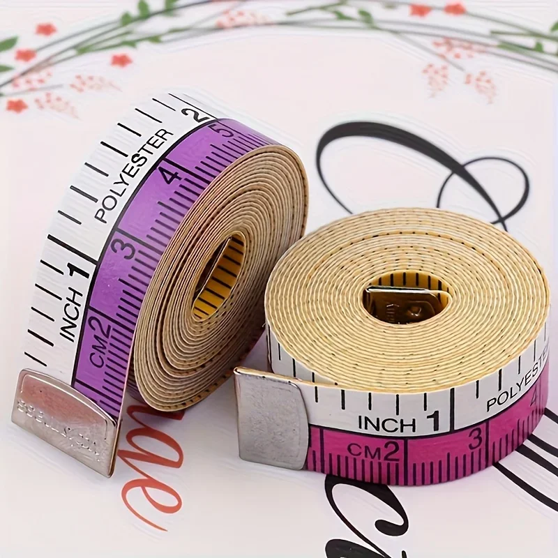 1 Stück weiches Maßband, 60 Zoll flexibles Canvas-Nählineal, Dual-System-Soft-Scale, Körpermesswerkzeug, Lila und Gelb Image