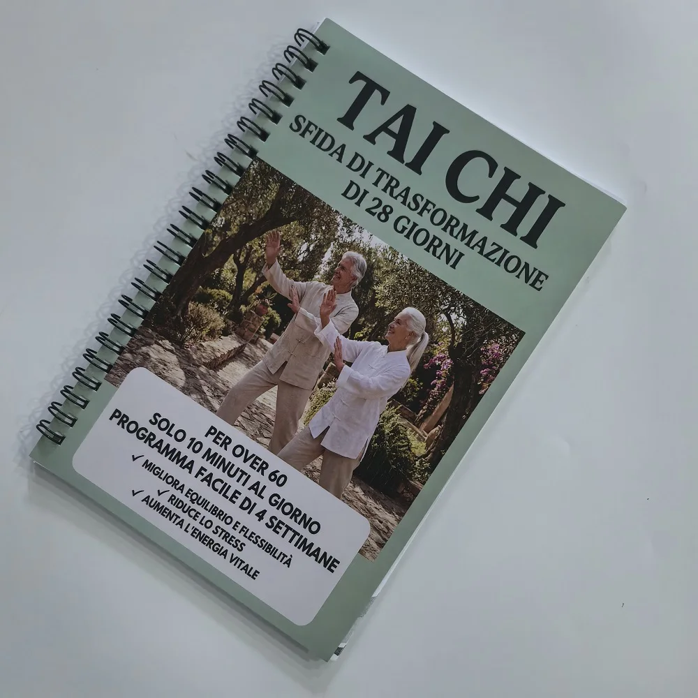 Italienische Version Tai-Chi-Arbeitsbücher für Senioren und Anfänger, Spiralbindung, mit progressiven Übungen, sanften Routinen und Fitnesstraining Image