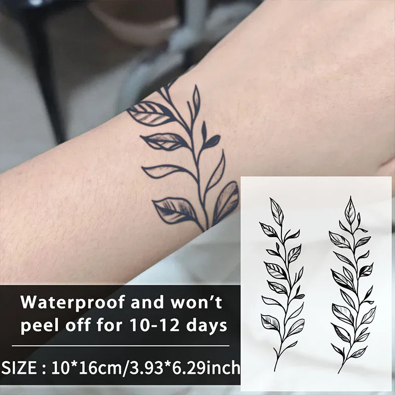 1 Stück Blatt-Armband, wasserdicht, temporäre Tattoo-Aufkleber, langlebig, wasserdicht für ein bis zwei Wochen, für Arm, Bein. Image