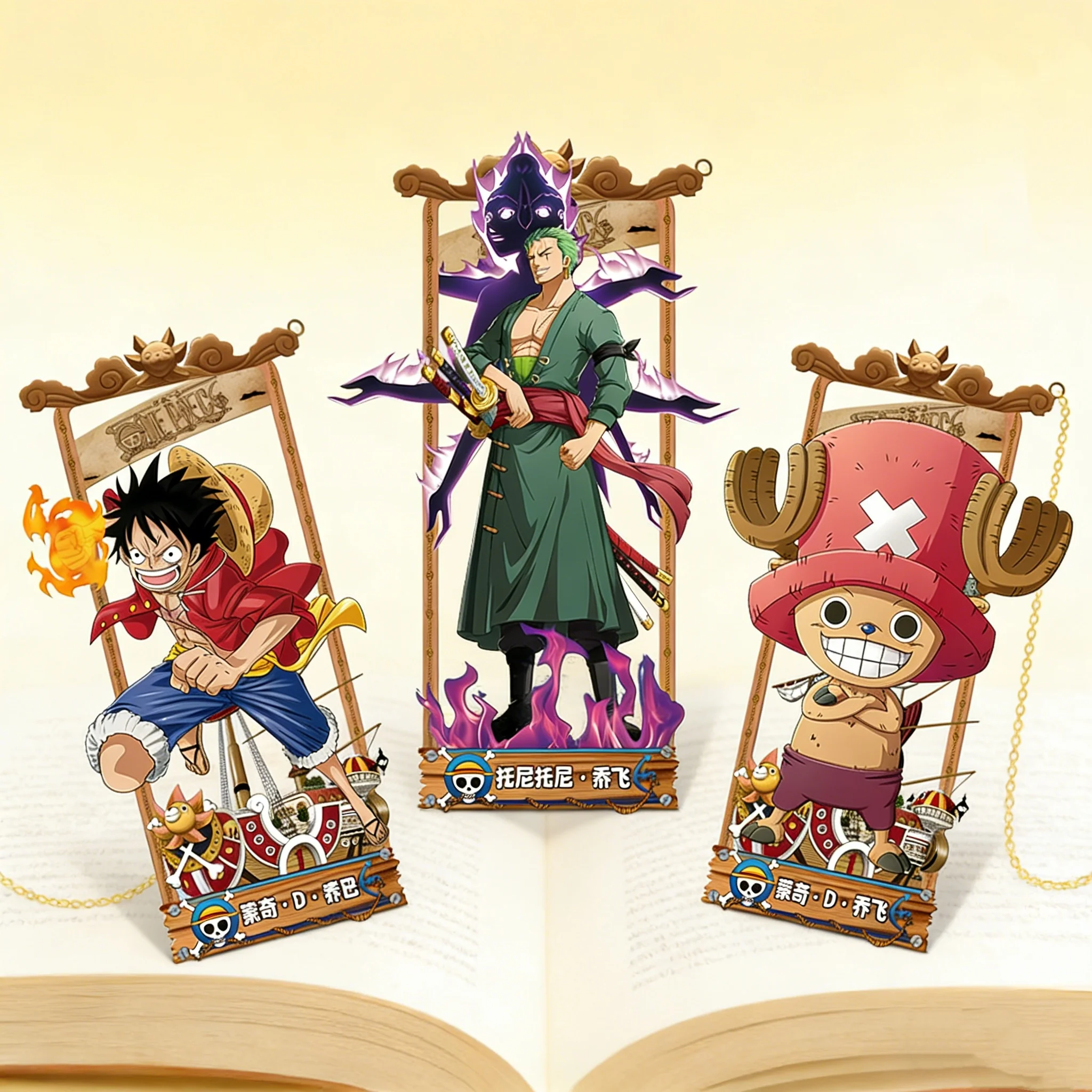 Anime Metall-Lesezeichen mit Hohlmuster Piraten-Charakter-Kollektion Studien-Schreibwaren Geschenk für Fans Image