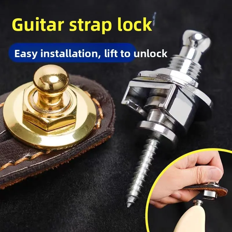 Gitarrengurt-Verschlussknopf Schnellverschluss aus Kupferlegierung Bass-Sicherheitsgurtverschlüsse Gurtbefestigungssystem Gitarrenzubehör Image