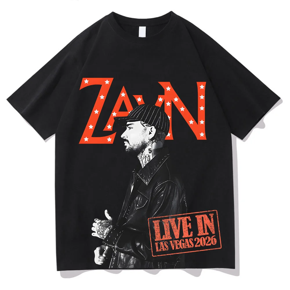 Zayn Vegas Red Logo T-Shirt Zayn Malik Lässiges Herren-T-Shirt Unisex O-Ausschnitt 100% Baumwolle Kurzarm Y2k Oversized Fashion Beliebtes T-Shirt Image