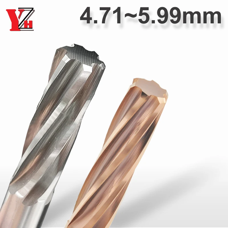 YZH 4,71 mm ~ 5,99 mm Maschinenreibahle HRC50 HRC60 Toleranz + 0 + 0,005 Spiralnut gehärteter Stahl Metall CNC-Werkzeug Innenloch Image