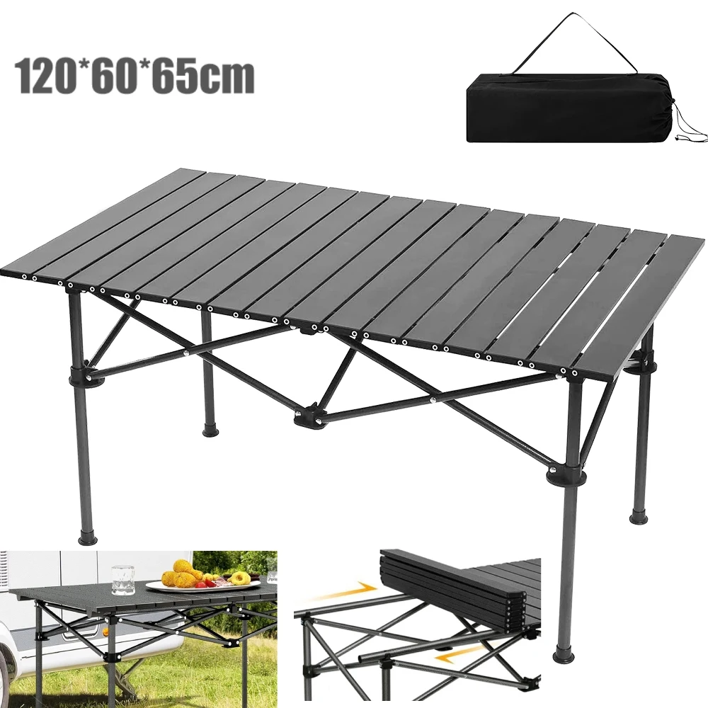 Camping-Klapptisch, tragbarer Esstisch für den Außenbereich, Gartenparty, Picknick, Grill, faltbarer Tisch, 120 x 60 x 65 cm, hohe Festigkeit