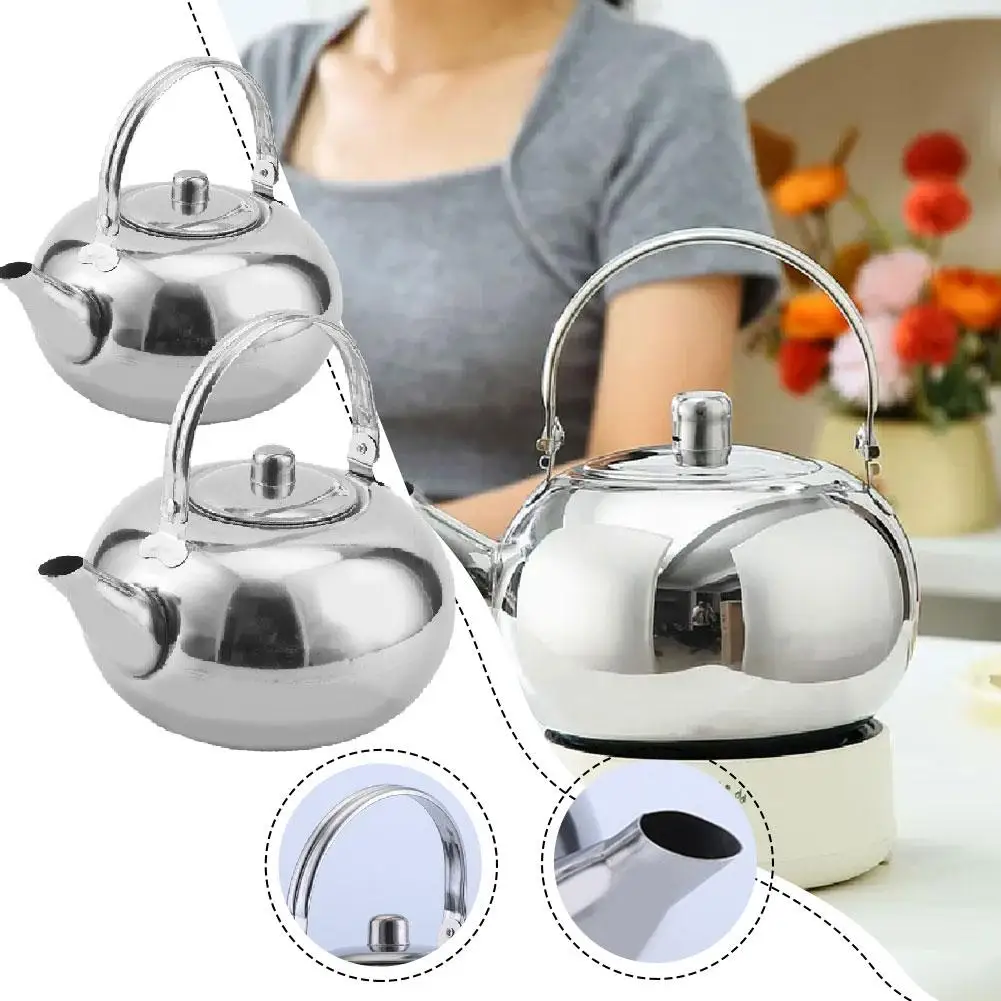 Edelstahl Wasserkocher Teekanne Mit Infuser Filter Kaffee Wasserkocher Grün Tee Krug Home Office Tee Kaffee Werkzeuge Kochgeschirr Image