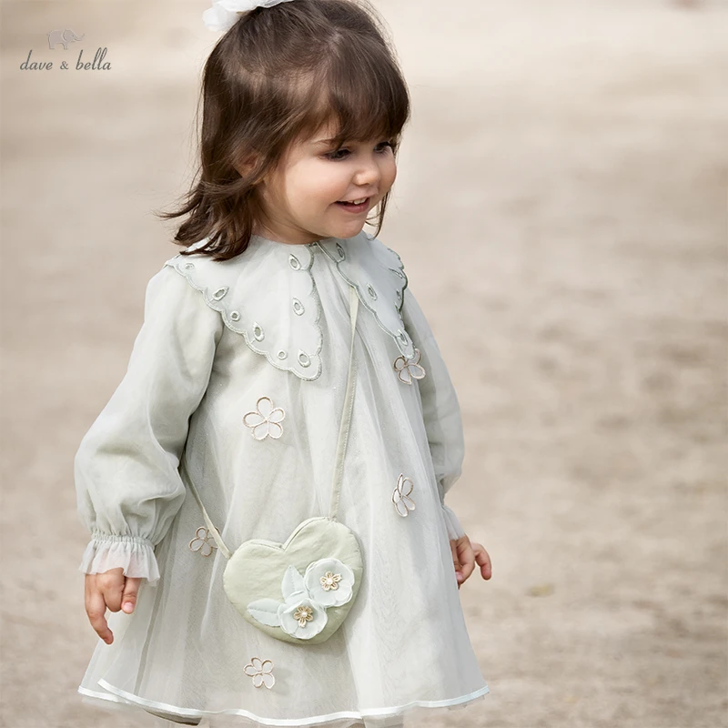Dave Bella Frühjahr Prinzessin Baby Mädchen Kleider Kleinkind Baby Mädchen Langarm Kleid Baby Geburtstag Kleid Mit Münze Brieftasche DB1233691 Image