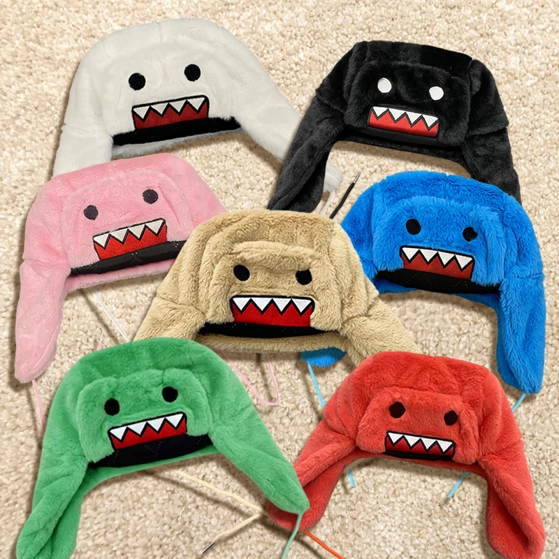 Outdoor New Black Handsome Domo kun Cartoon bestickte Strickmütze Gleicher Stil Warm und winddicht Hip Hop Freizeit Mode Hut Au
