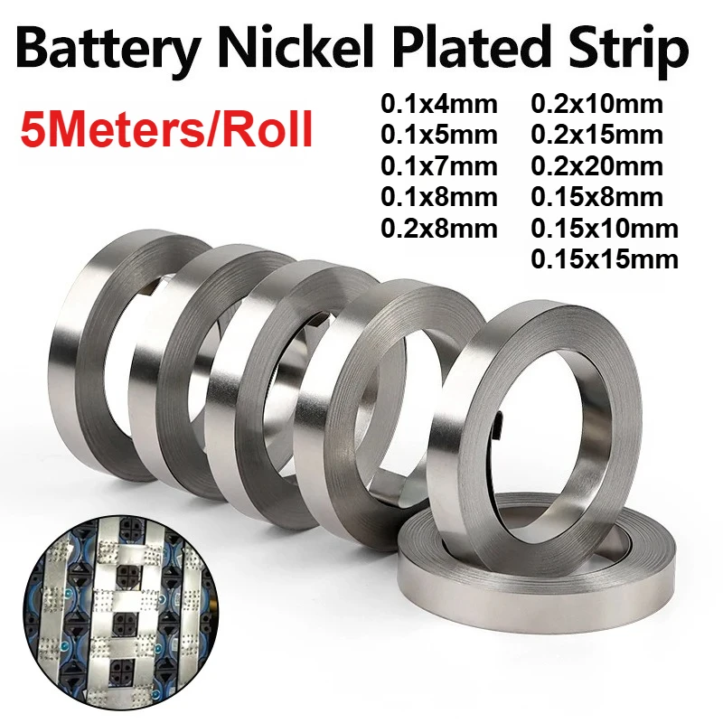 5M/Rolle Nickelstreifen für 18650 Batteriezellen-Schweißen - Kompatibel mit Punktschweißgeräten, für DIY-Akkupacks Image